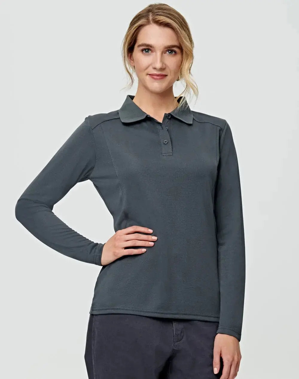 Ladies Bamboo Charcoal  Eco Fabric Long Sleeve Polo PS90 Casual Wear Winning Spirit